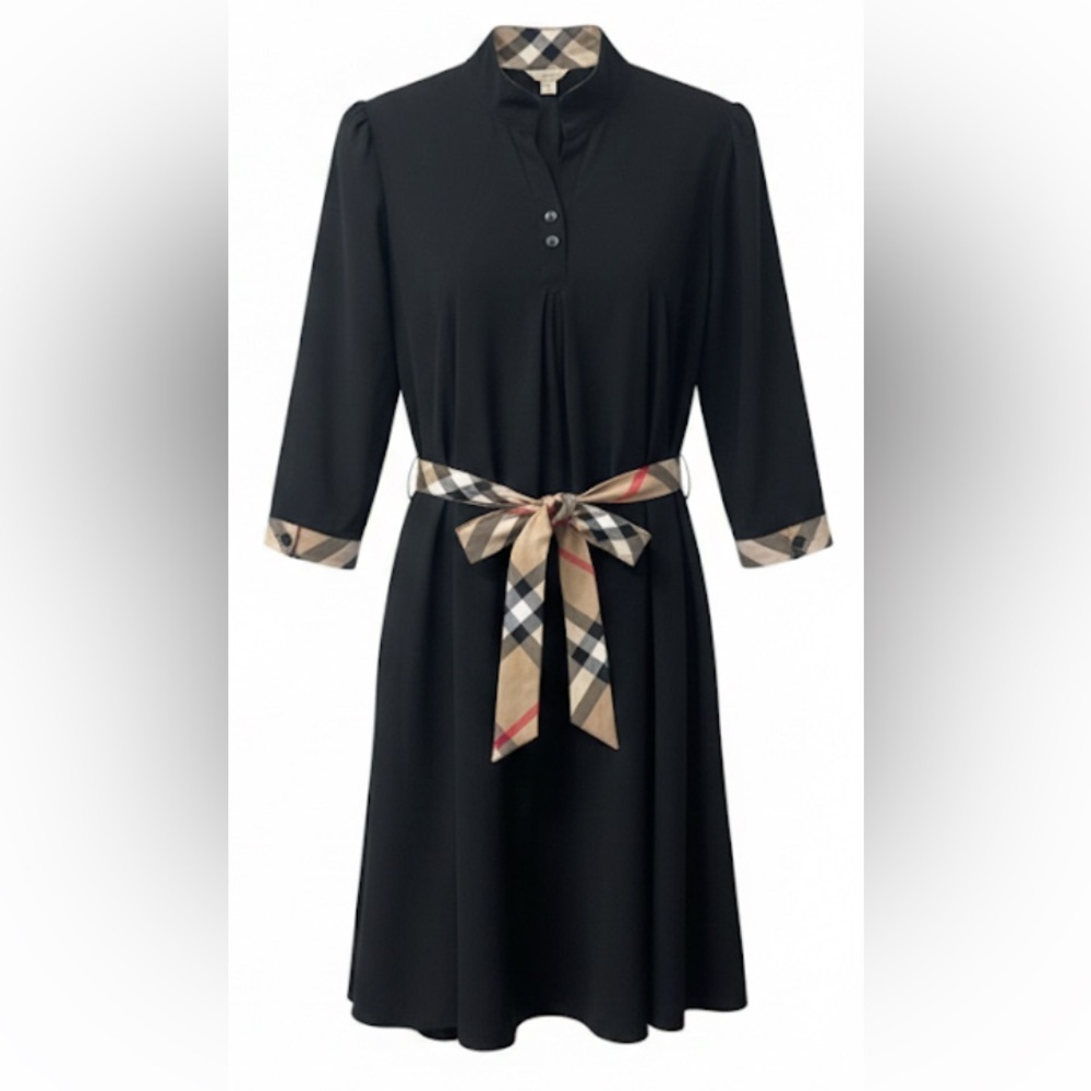 Burdully Britt Fit/Flare Shirt Dress/Tunic black plaid details, Size L